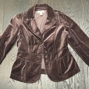 LOFT Brown Velvet Blazer Tailored Fit